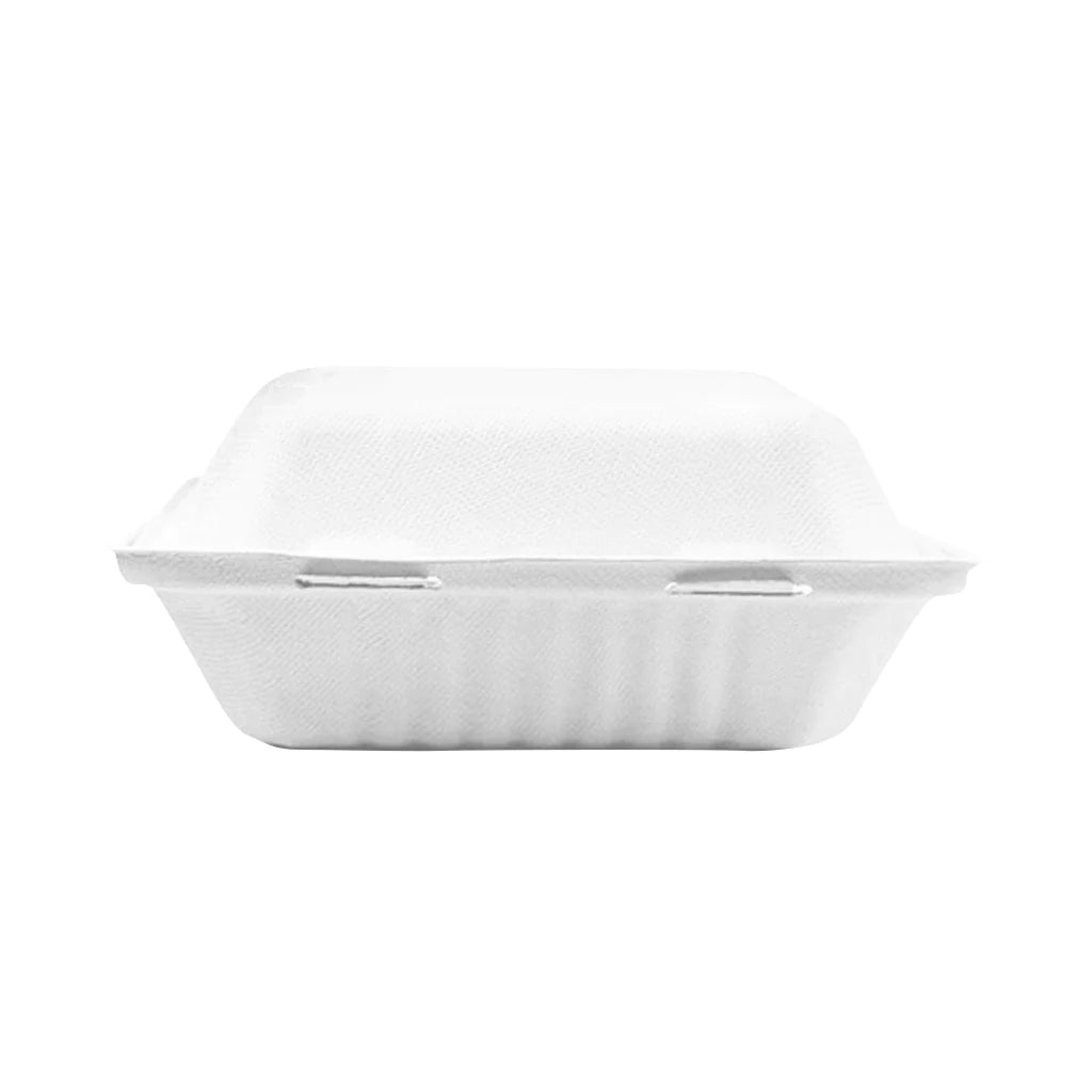 Compostable Hinged Containers with Compartments, White, (pack of 200)