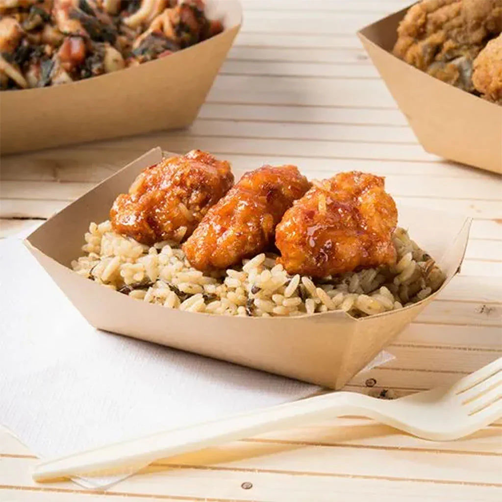 Kraft Boat Trays with PE Lining - Brown Kraft Paper (2 sizes available)