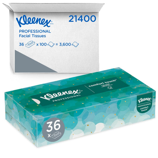 Kleenex® Professional Facial Tissue for Business, Flat Tissue Boxes, 100 Tissues/36 Per Case