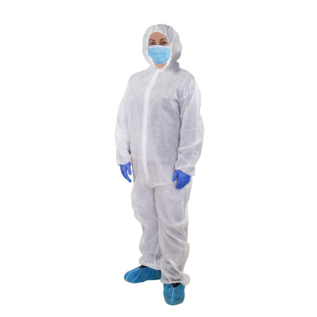 Disposable Coverall with Hood - White