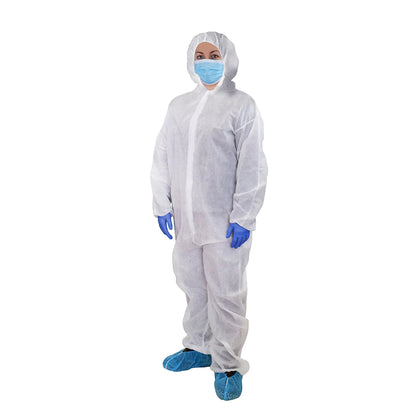 Disposable Coverall with Hood - White